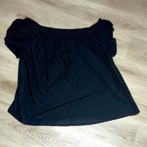 APT. 9 Women’s 3X Black Swiss Dot Off Shoulder Blouse Plus Size Flutter Sleeve